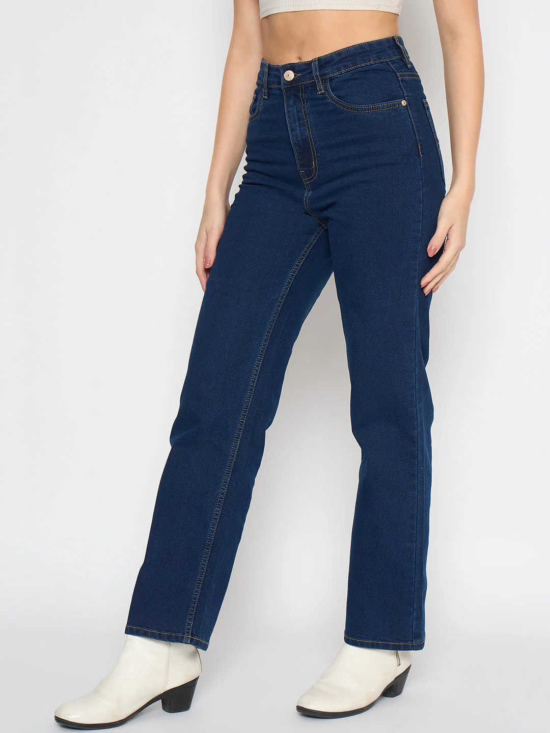 Madame Straight Fit Dark Blue Denim Jeans - Image 5