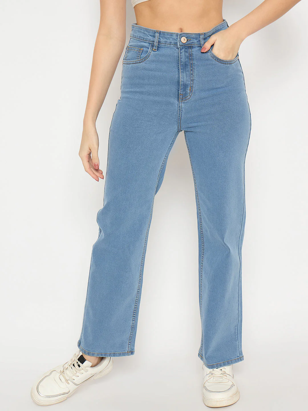 Madame Light Blue Straight Fit Denim Jeans - Image 3