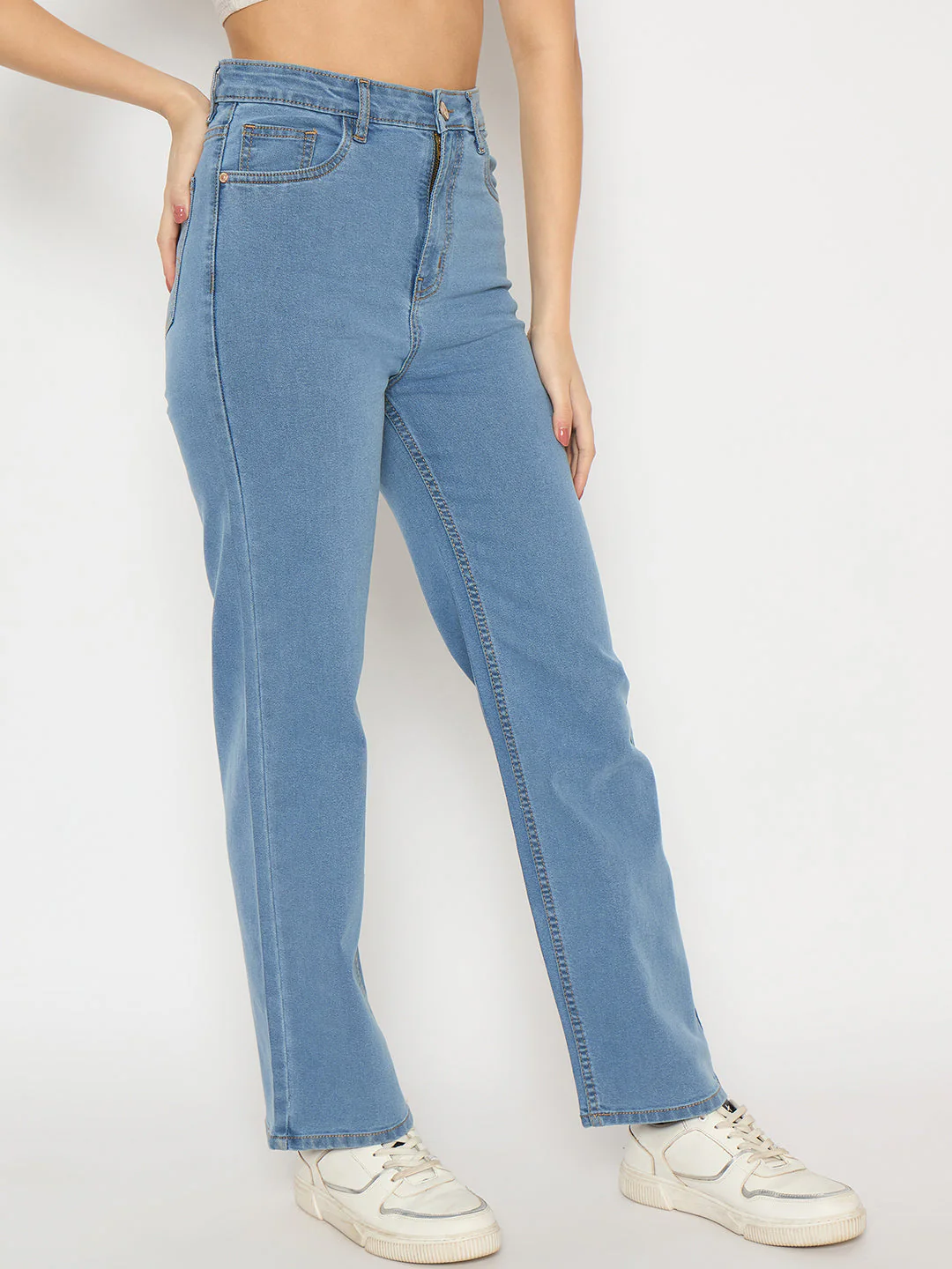 Madame Light Blue Straight Fit Denim Jeans - Image 4