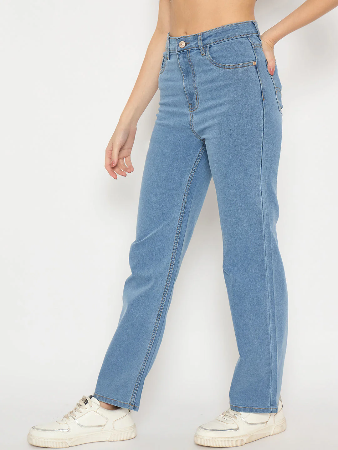 Madame Light Blue Straight Fit Denim Jeans - Image 5