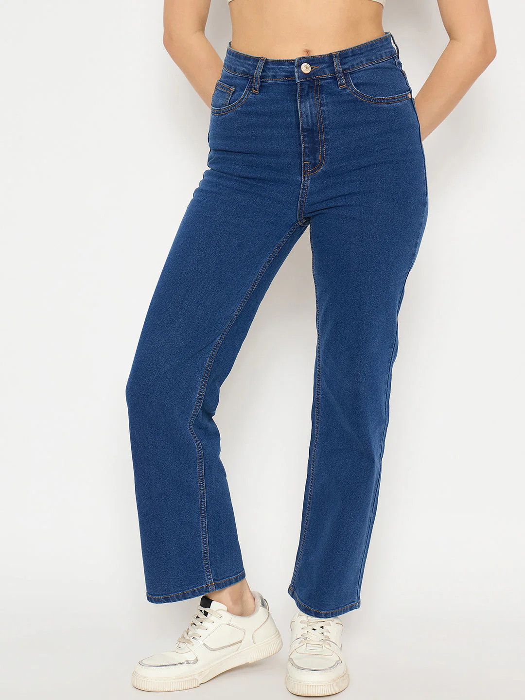 Madame Mid Blue Straight Fit Denim Jeans - Image 3