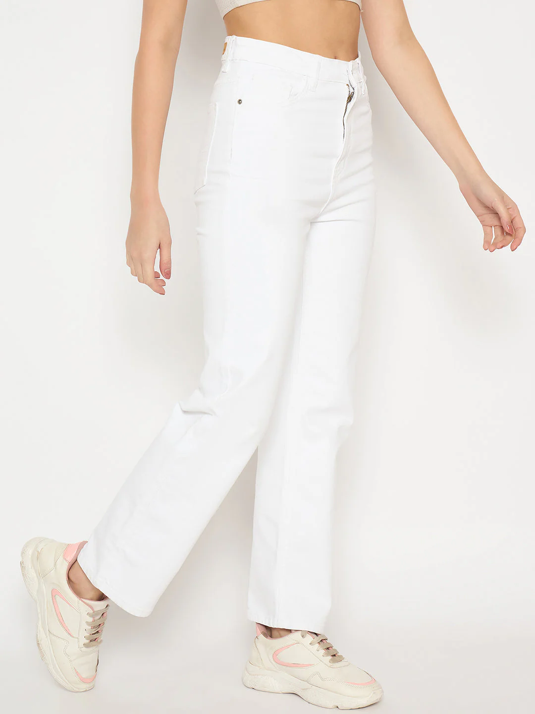 Madame White Straight Fit Denim Jeans - Image 4