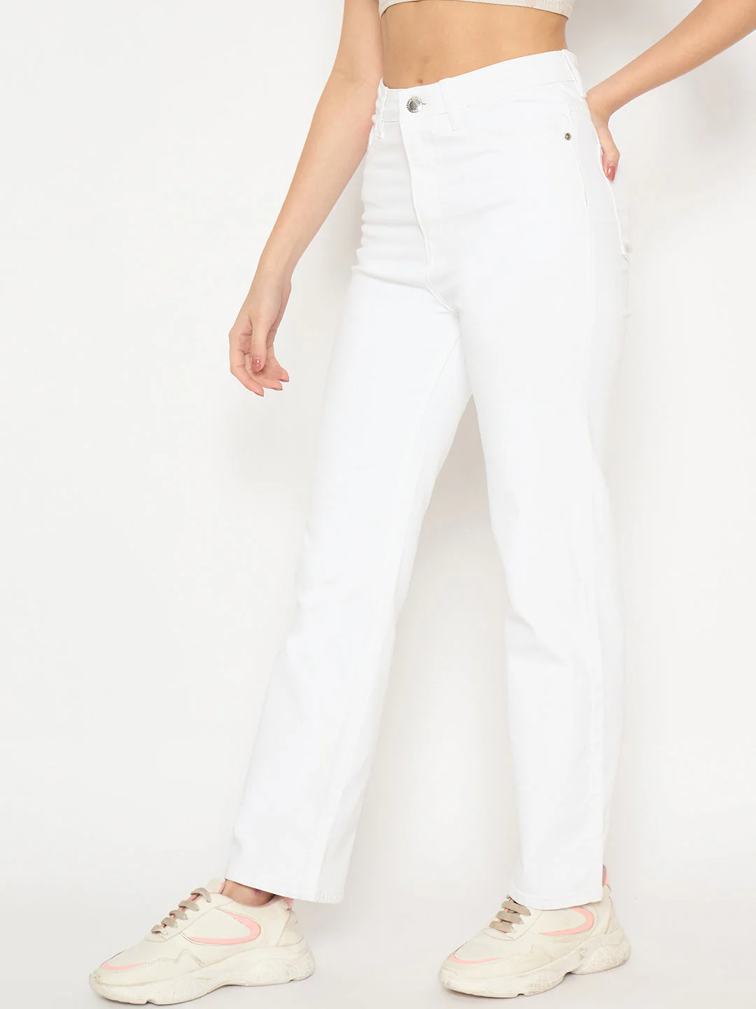 Madame White Straight Fit Denim Jeans - Image 5