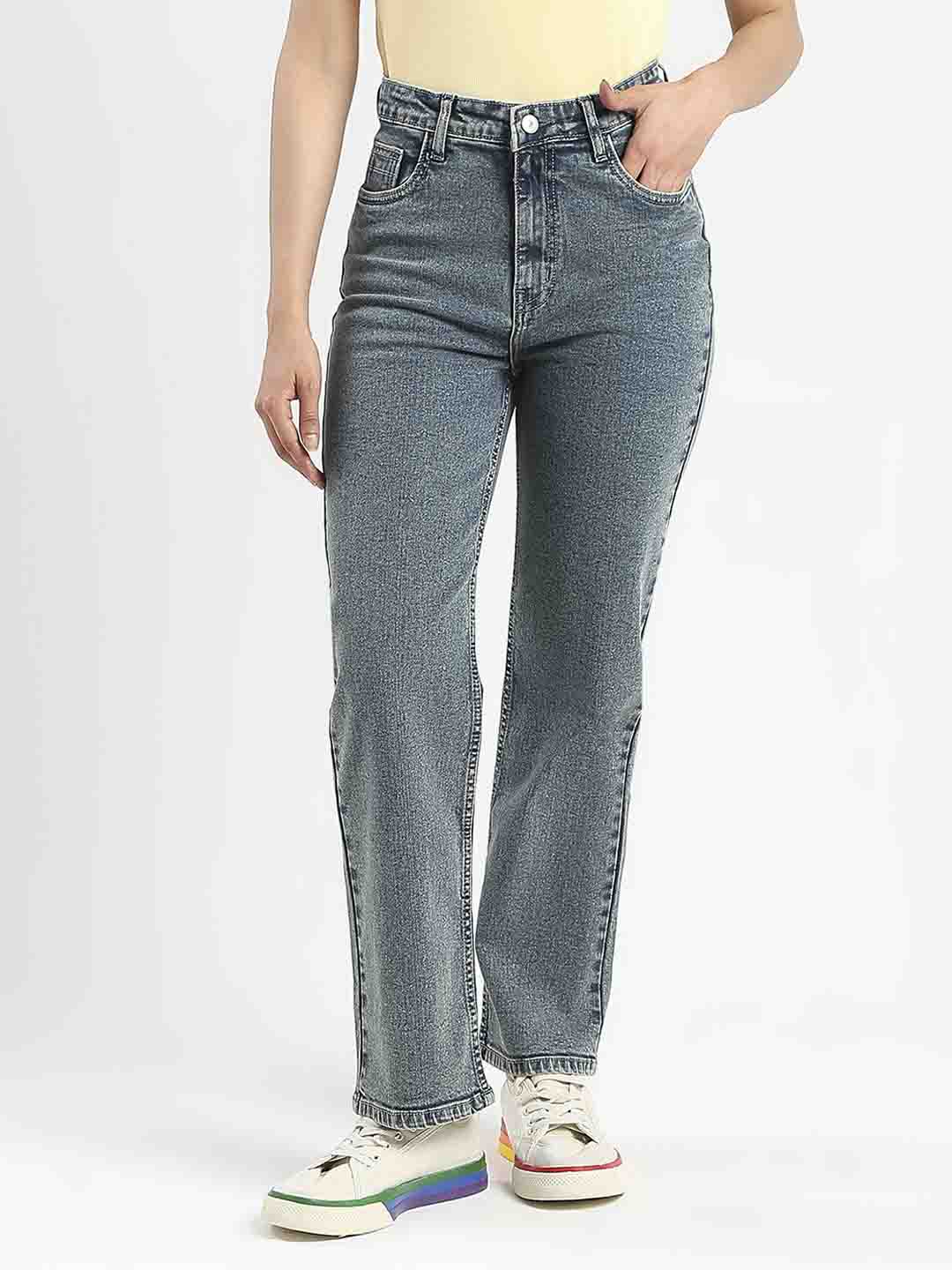 Madame Mid-Wash Tinted Blue Cotton Blend Denim Jeans