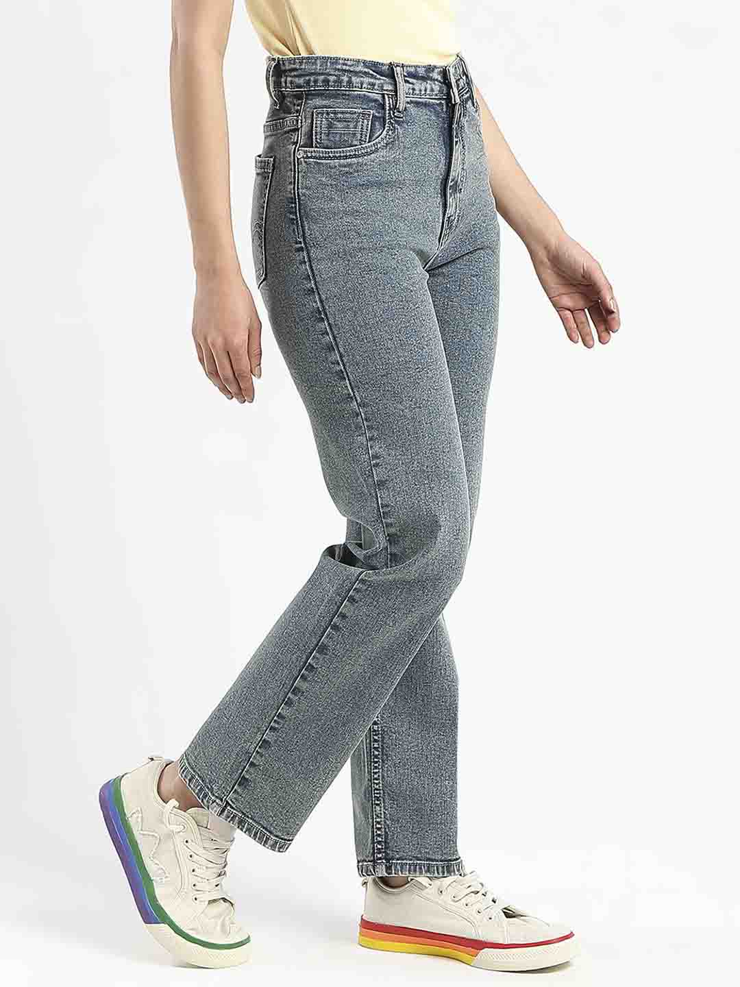 Madame Mid-Wash Tinted Blue Cotton Blend Denim Jeans - Image 3