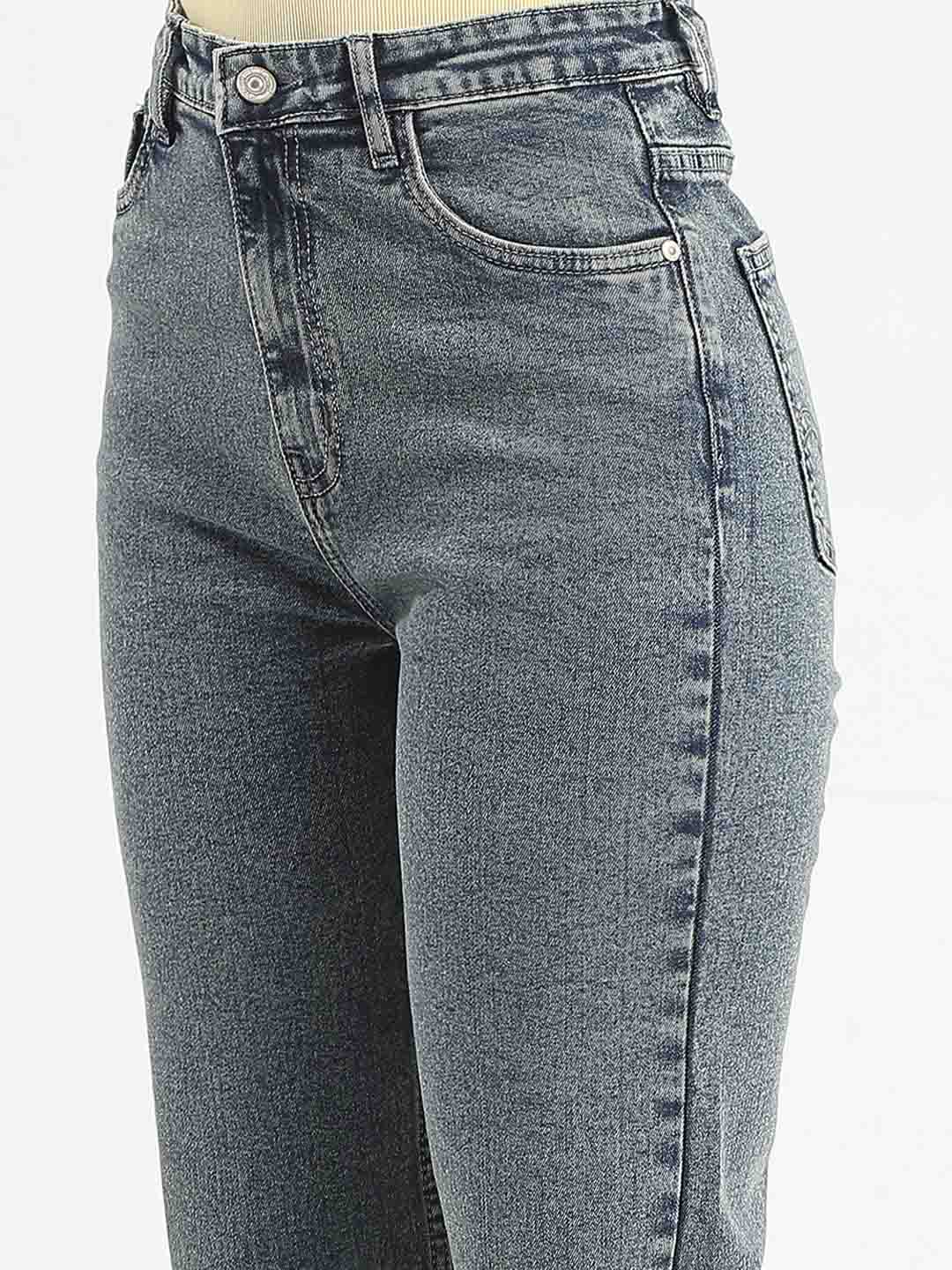 Madame Mid-Wash Tinted Blue Cotton Blend Denim Jeans - Image 6