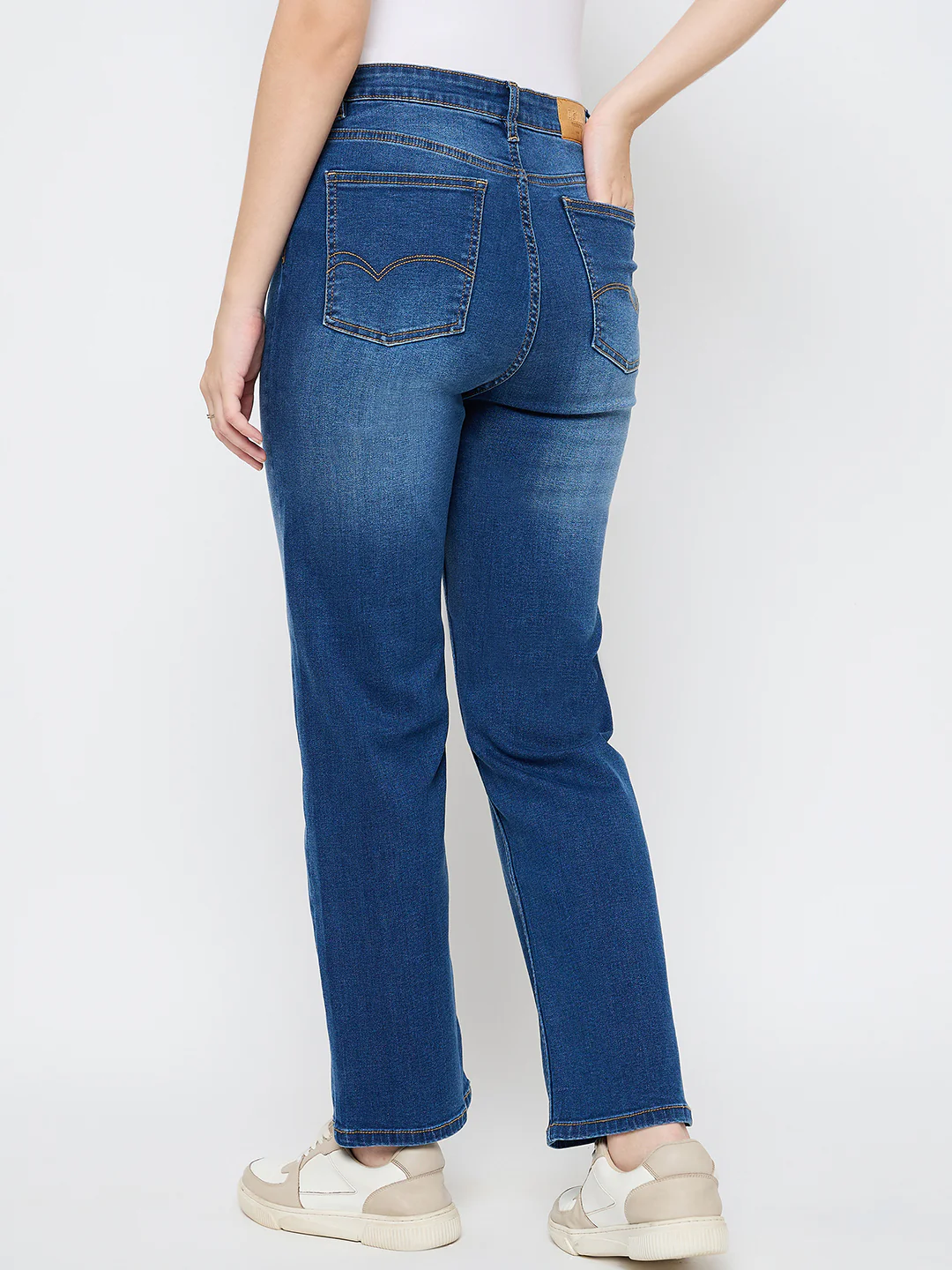 Madame Cotton Blend Straight Fit Mid Blue Jeans - Image 5