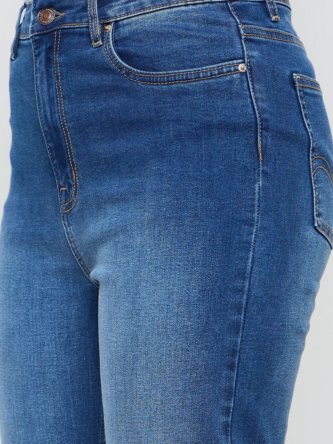 Madame Cotton Blend Straight Fit Mid Blue Jeans - Image 6