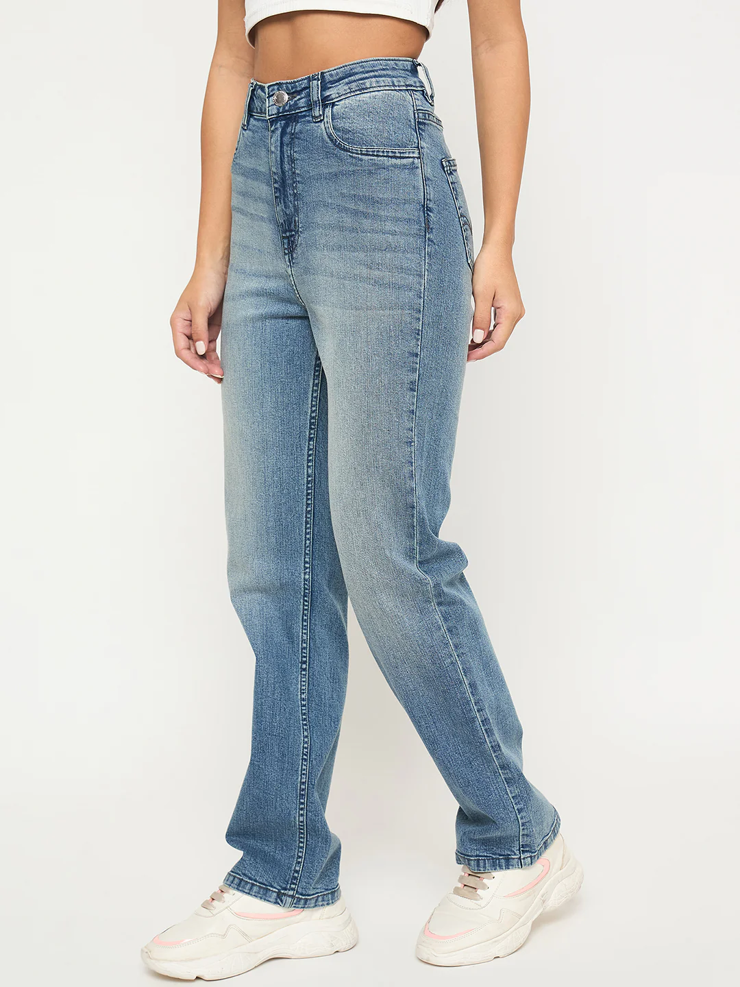 Madame Stone Wash Light Blue Cotton Blend Jeans - Image 3