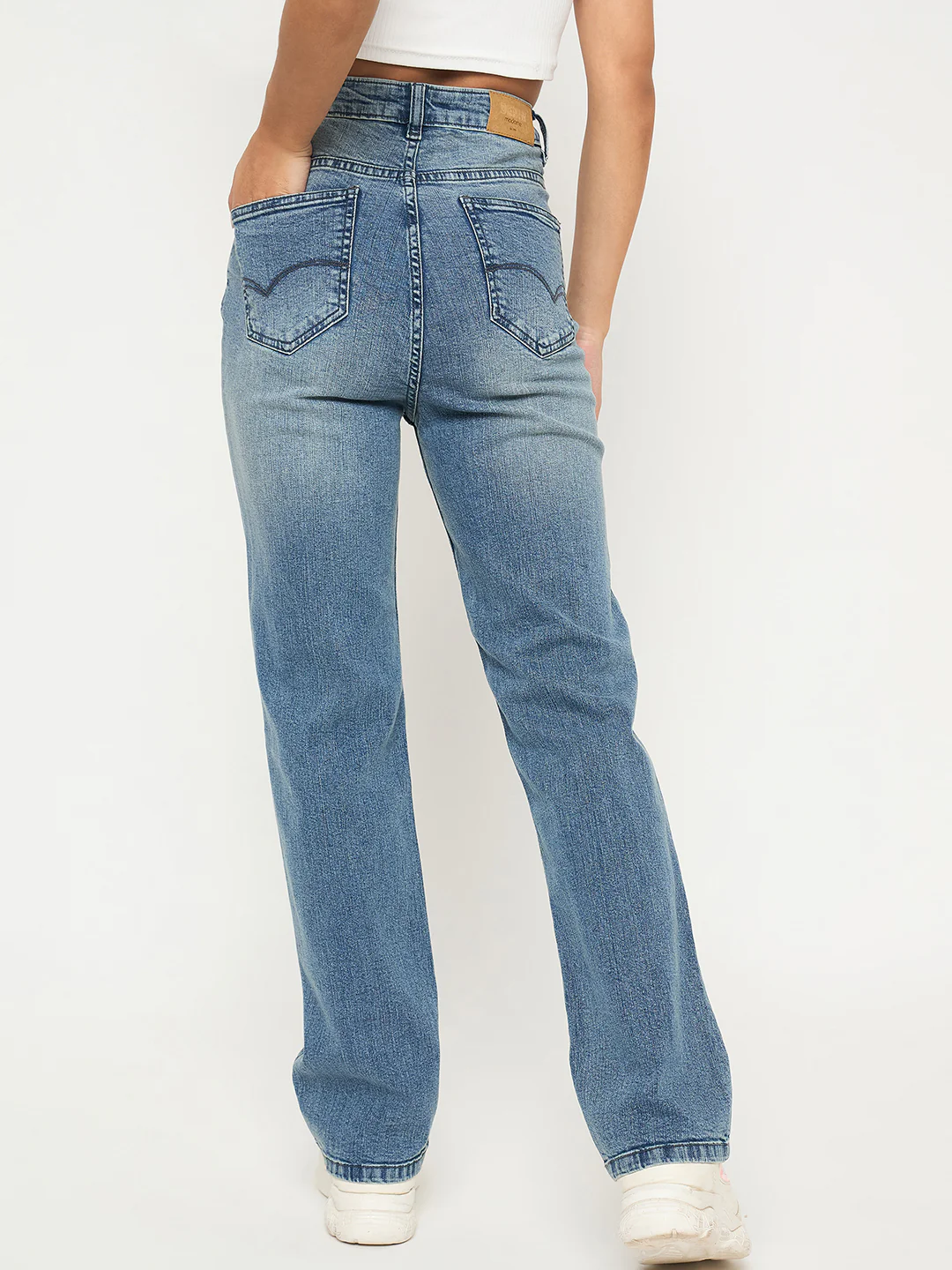 Madame Stone Wash Light Blue Cotton Blend Jeans - Image 5