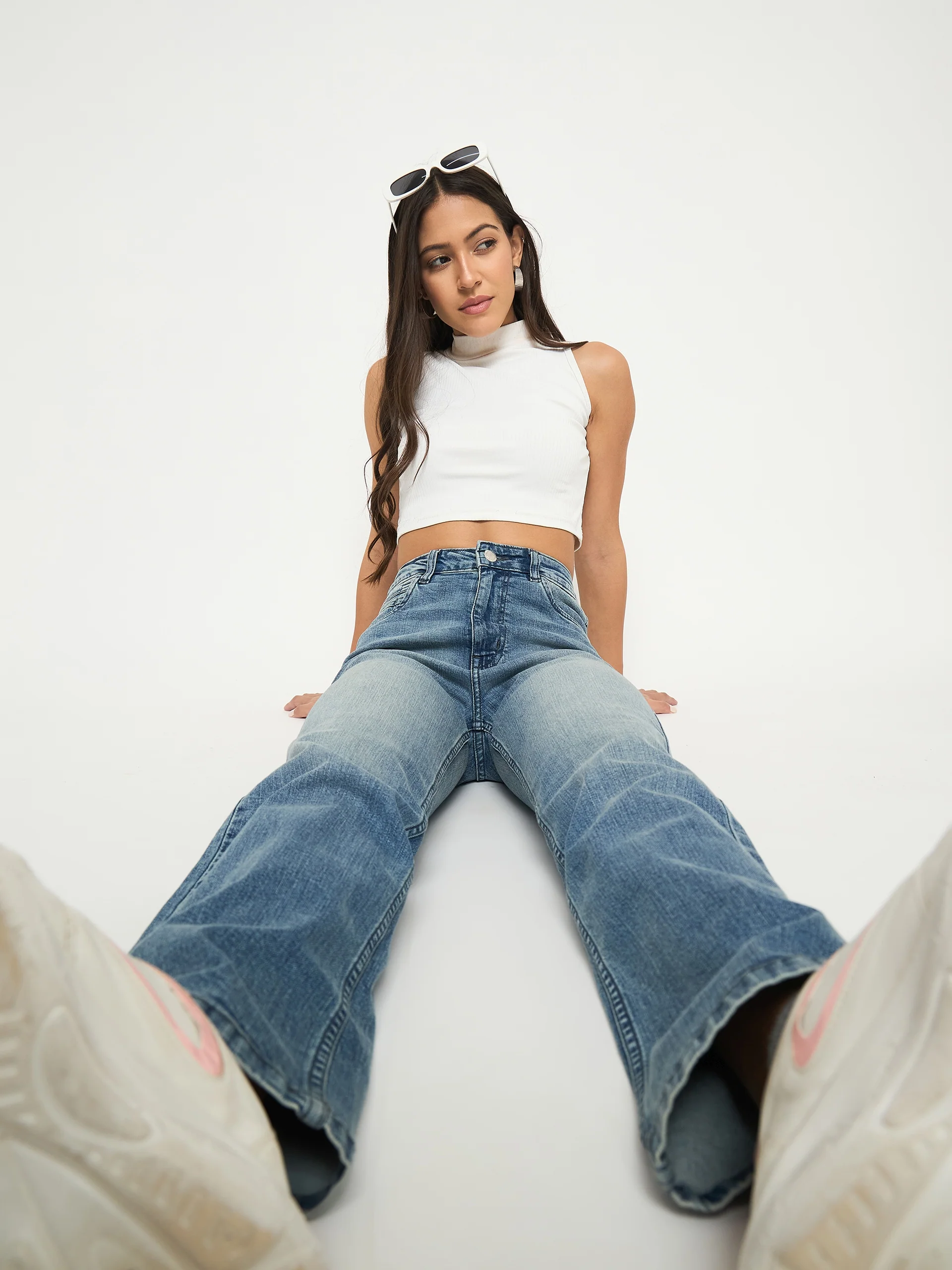 Madame Stone Wash Light Blue Cotton Blend Jeans - Image 7