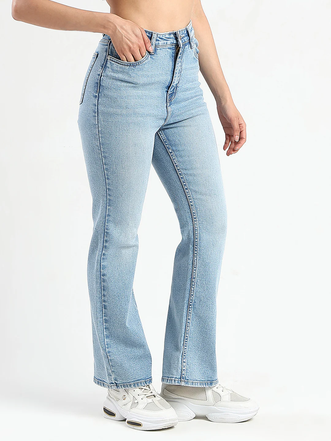 Madame Stone Wash Light Blue Flared Jeans - Image 3