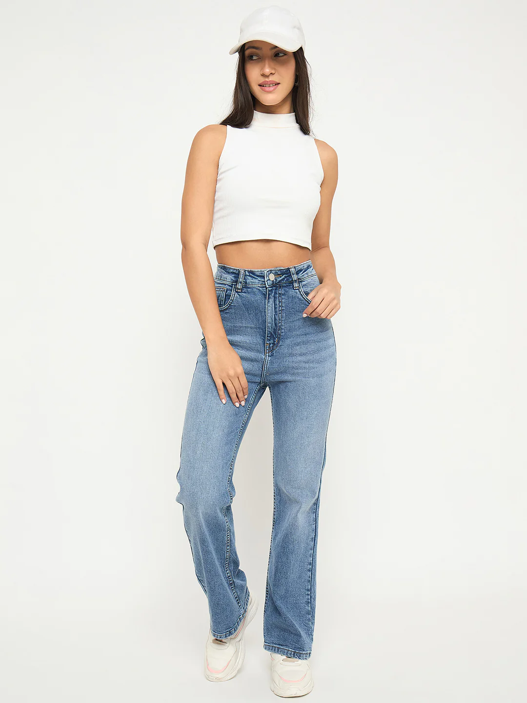 Madame Whiskered Stone Wash Light Blue Jeans - Image 2