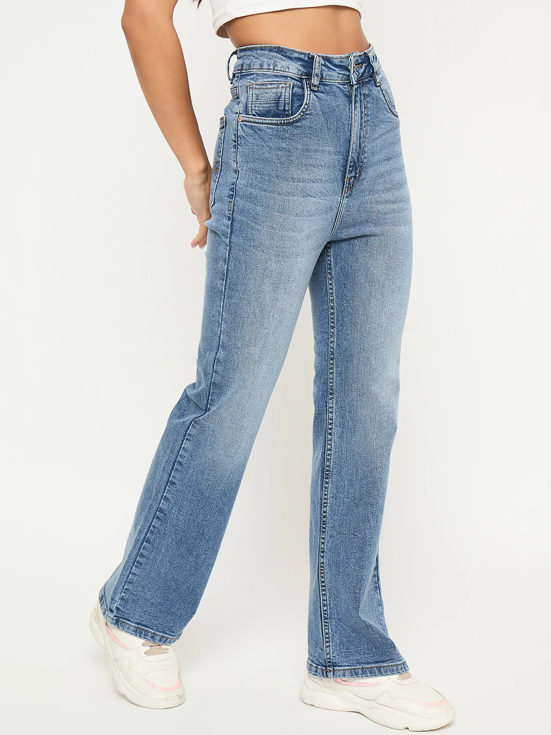 Madame Whiskered Stone Wash Light Blue Jeans - Image 3