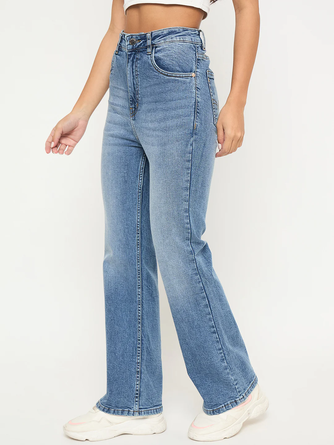 Madame Whiskered Stone Wash Light Blue Jeans - Image 4