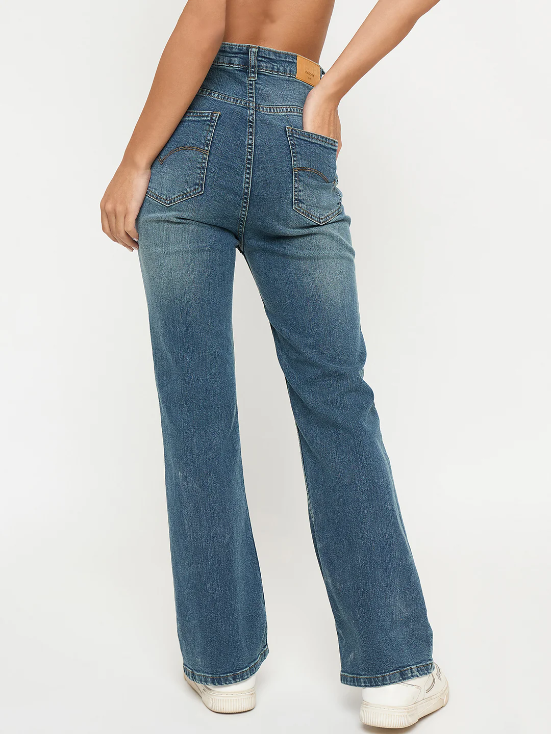 Madame Whiskered Stone Wash Mid Blue Jeans - Image 5