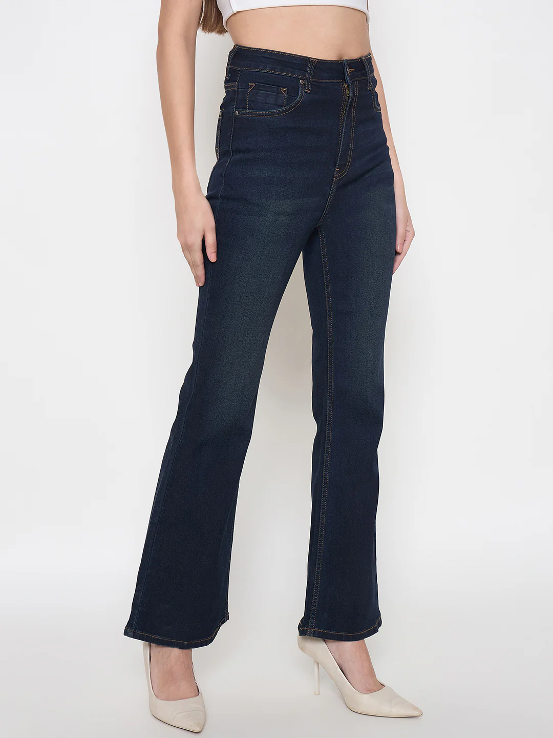 Madame Stone Wash Midnight Blue Flared Jeans - Image 3