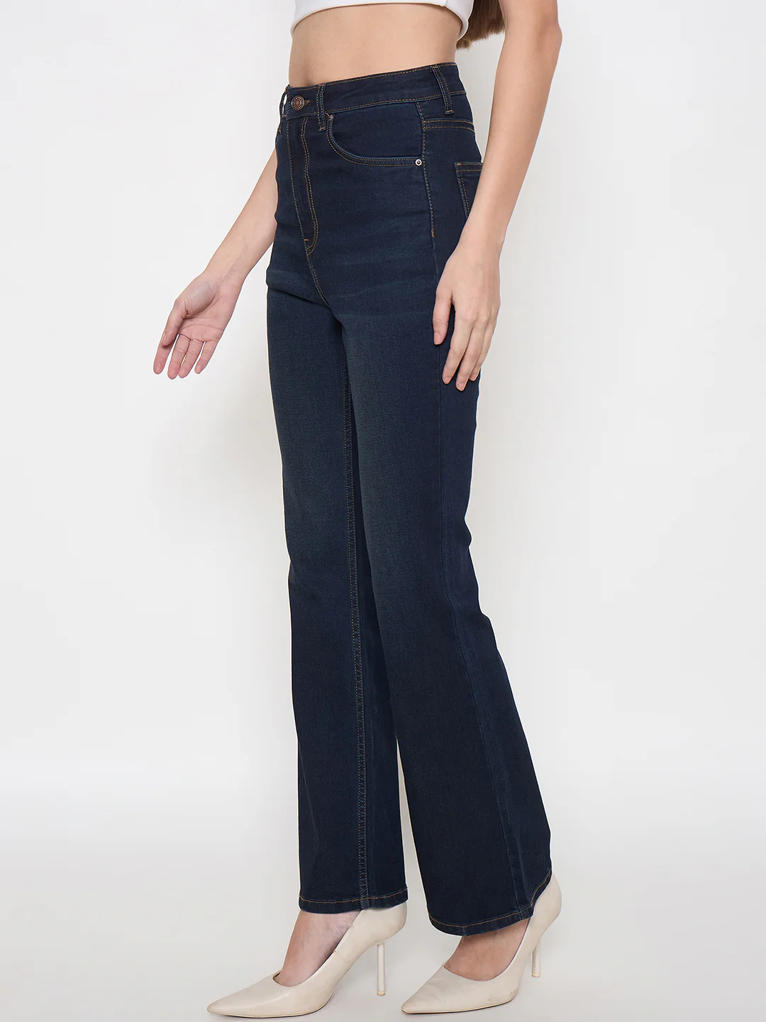 Madame Stone Wash Midnight Blue Flared Jeans - Image 4