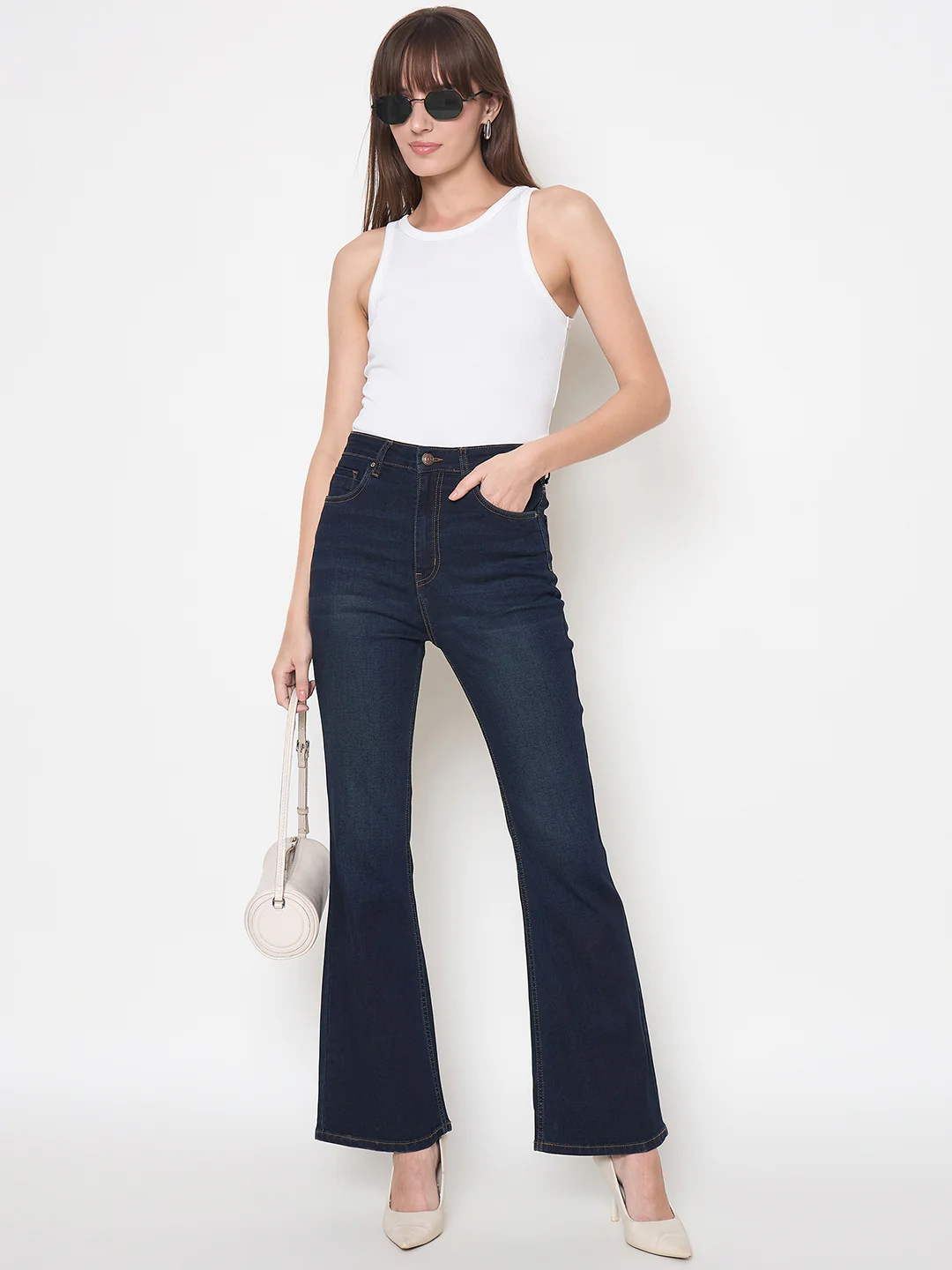 Madame Stone Wash Midnight Blue Flared Jeans - Image 7