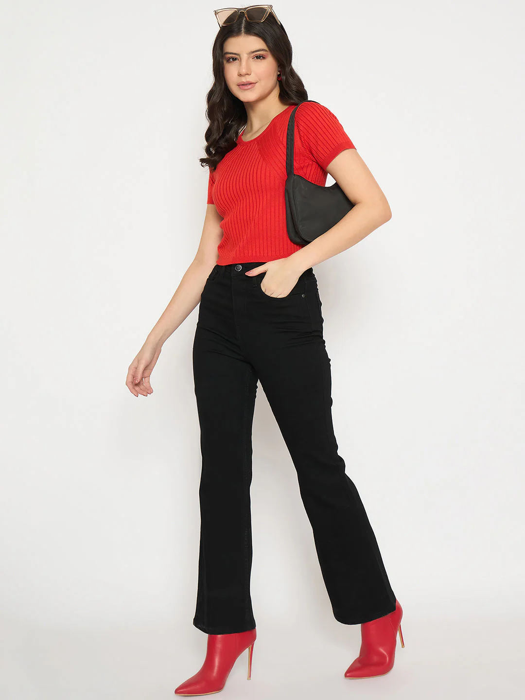 Madame Flared Fit Black Denim Jeans - Image 2