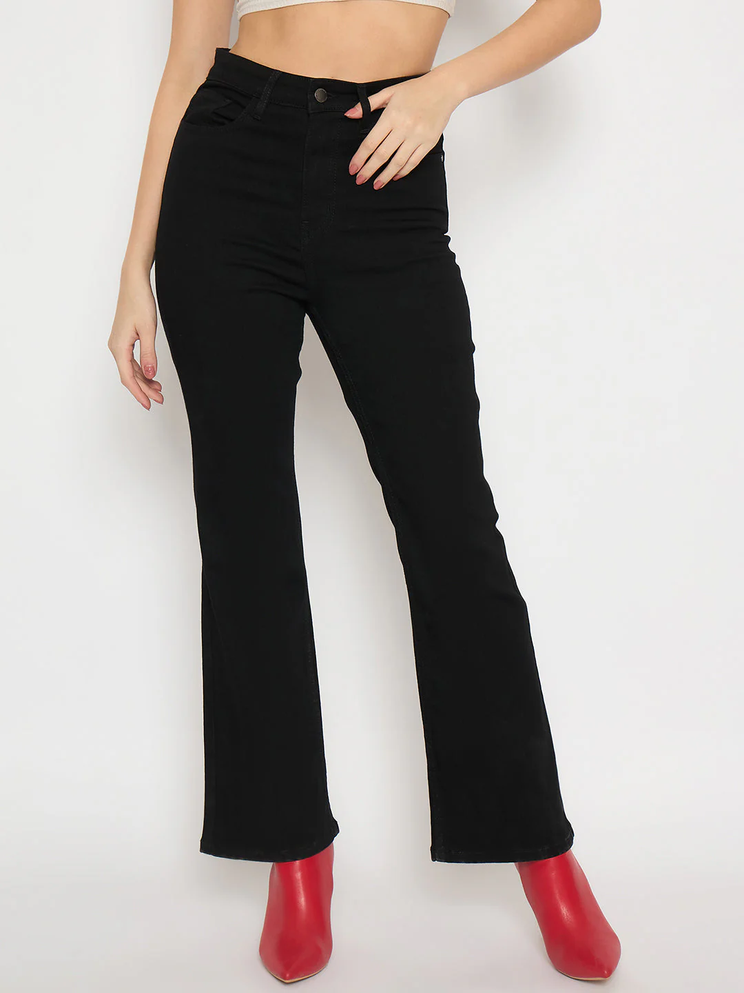 Madame Flared Fit Black Denim Jeans - Image 3