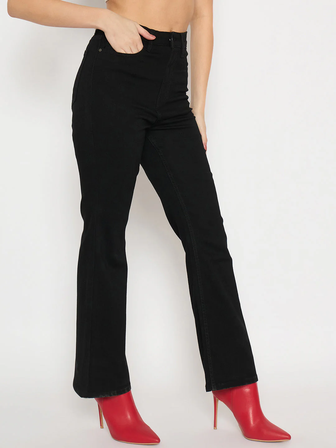 Madame Flared Fit Black Denim Jeans - Image 4