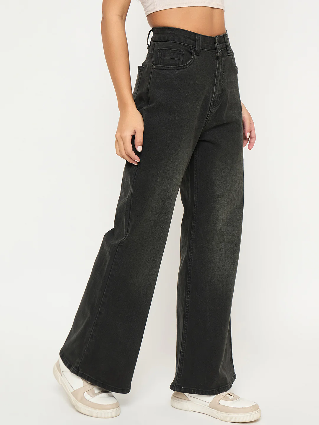 Madame Whiskered Charcoal Black Cotton Blend Jeans - Image 3
