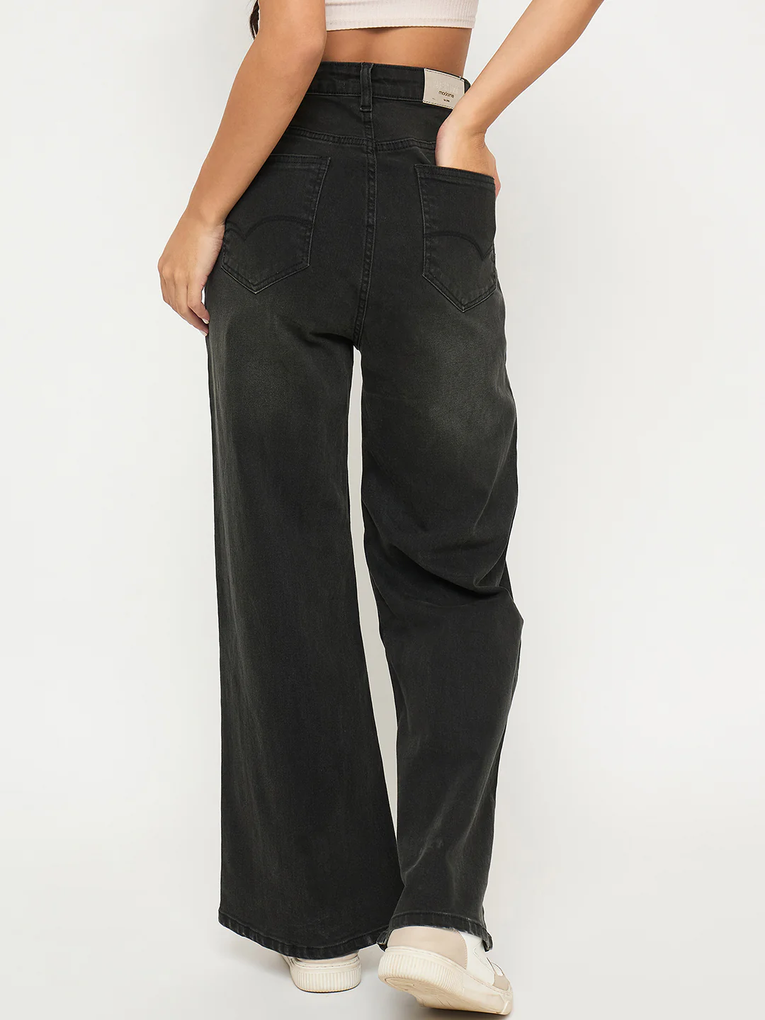Madame Whiskered Charcoal Black Cotton Blend Jeans - Image 5