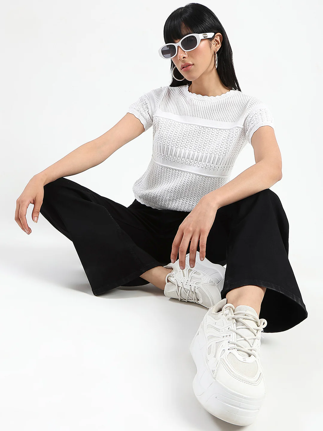Madame Stone Wash Wide Leg Black Jeans - Image 2
