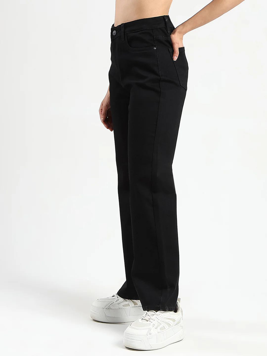 Madame Stone Wash Wide Leg Black Jeans - Image 3