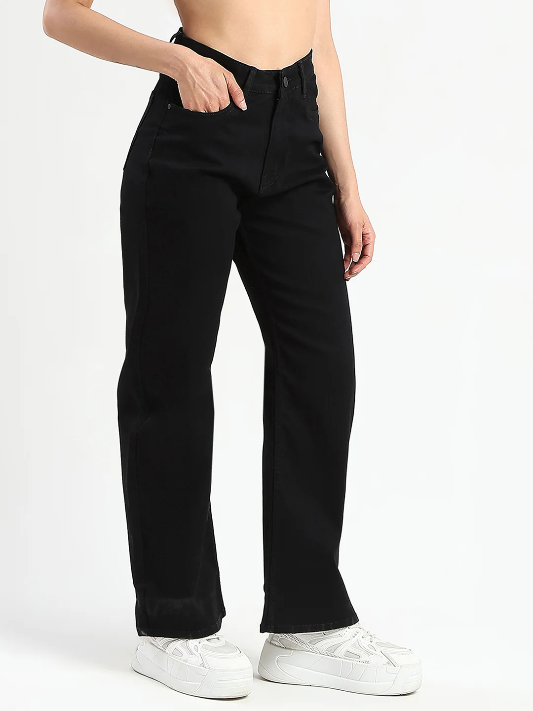 Madame Stone Wash Wide Leg Black Jeans - Image 4