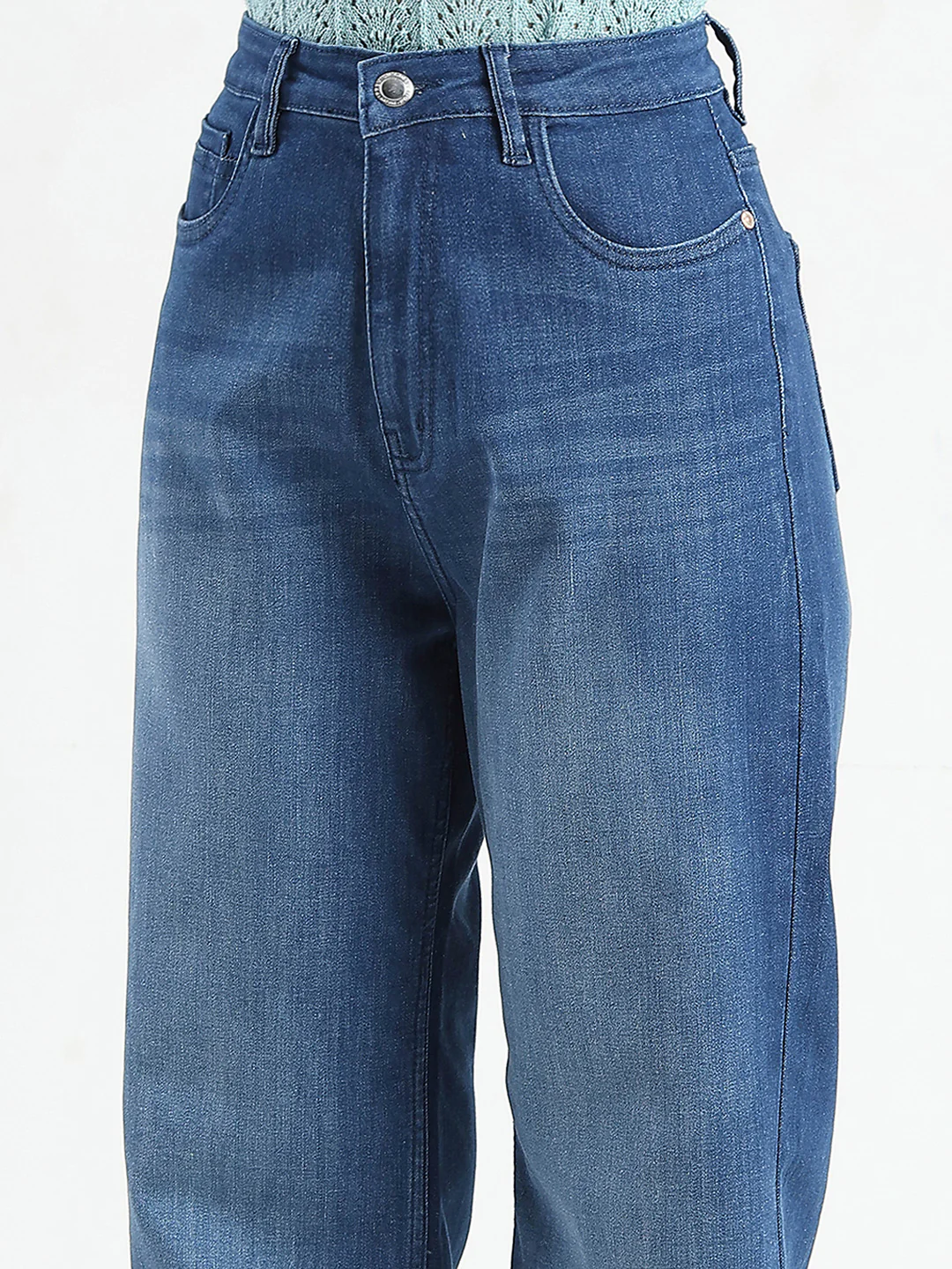 Madame Stone Wash Wide Leg Dark Blue Jeans - Image 6