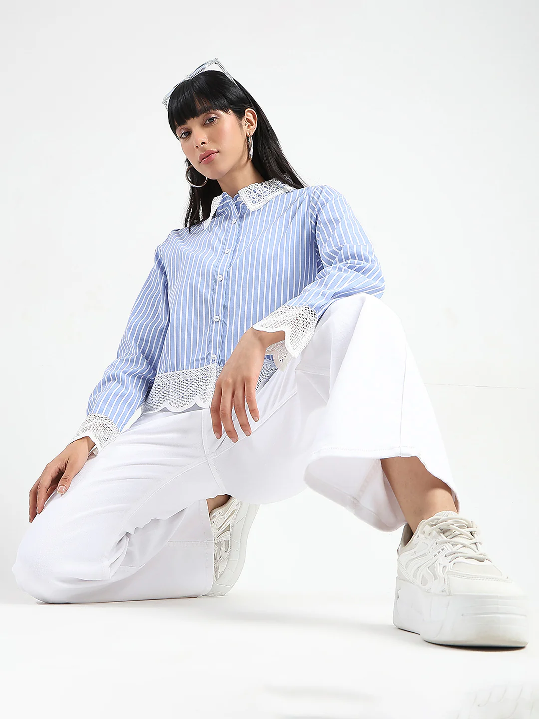 Madame Stone Wash Wide Leg White Jeans - Image 2