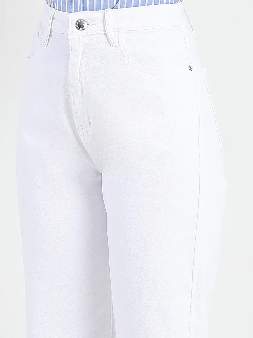 Madame Stone Wash Wide Leg White Jeans - Image 6