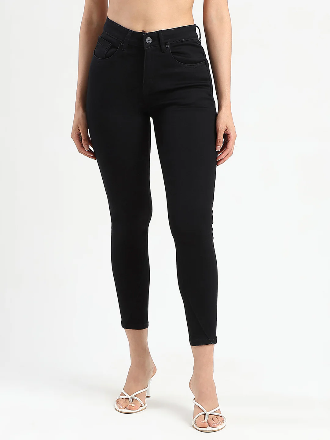 Madame Skinny Fit Black Cotton Blend Jeans