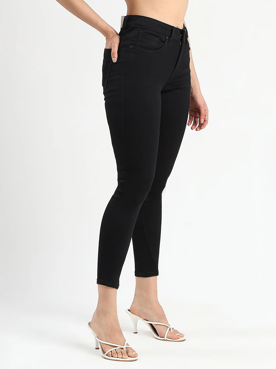 Madame Skinny Fit Black Cotton Blend Jeans - Image 3