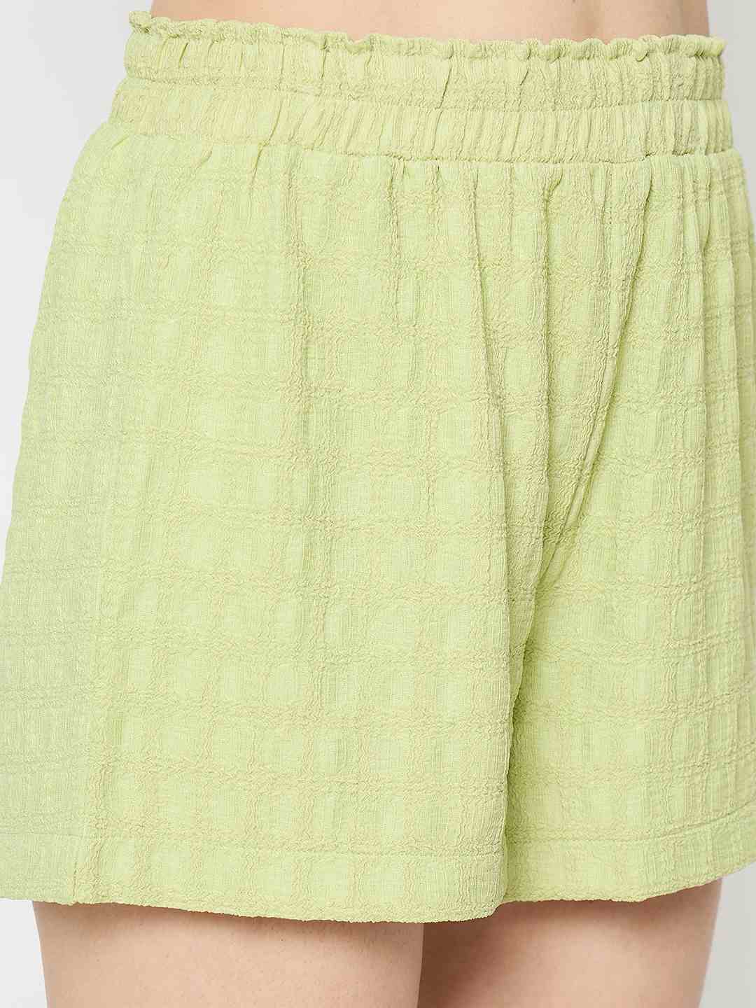 Madame Elasticated Solid Green Shorts - Image 6