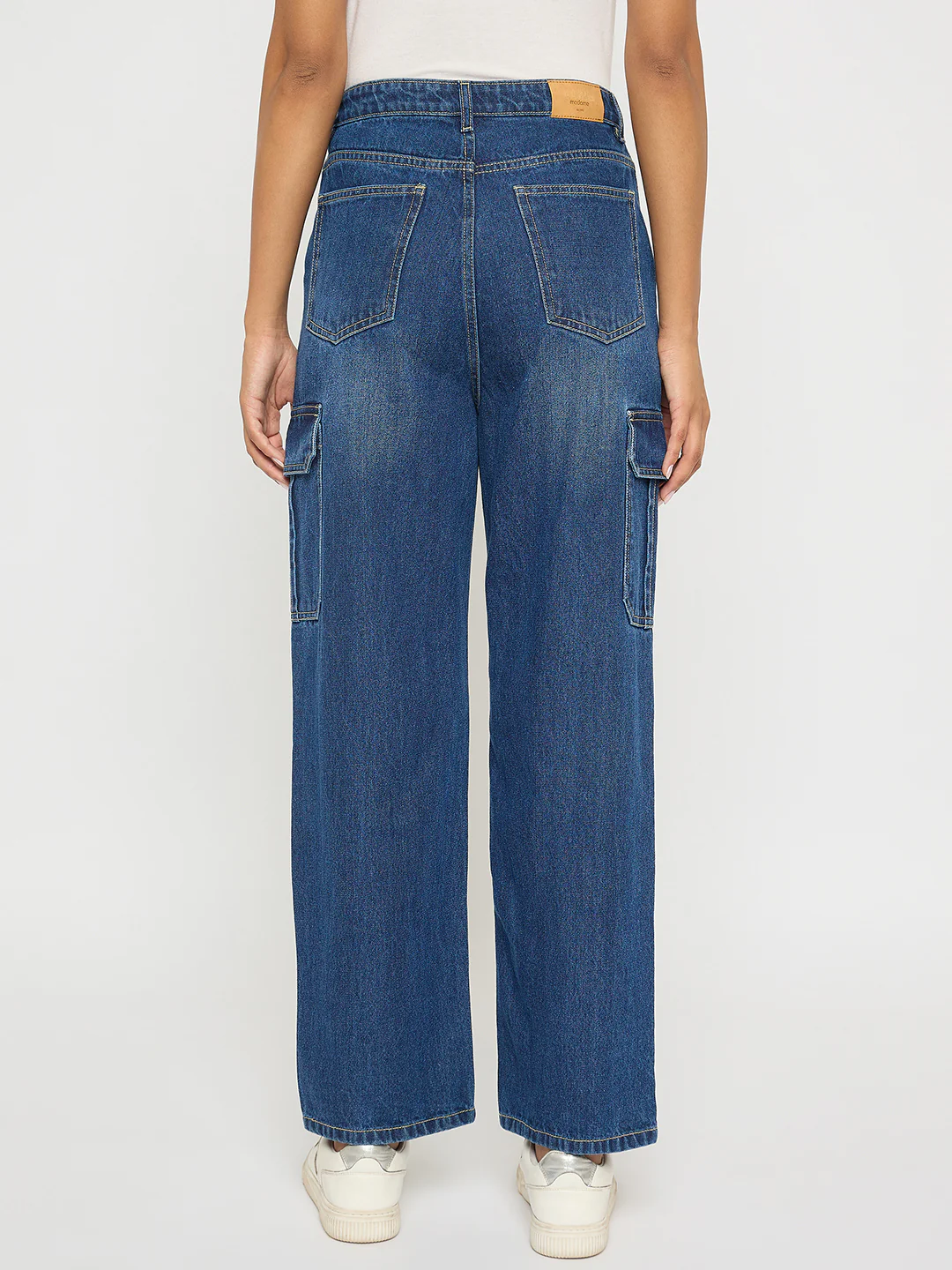Madame Wide Leg Dark Blue Cotton Denim Cargo - Image 5