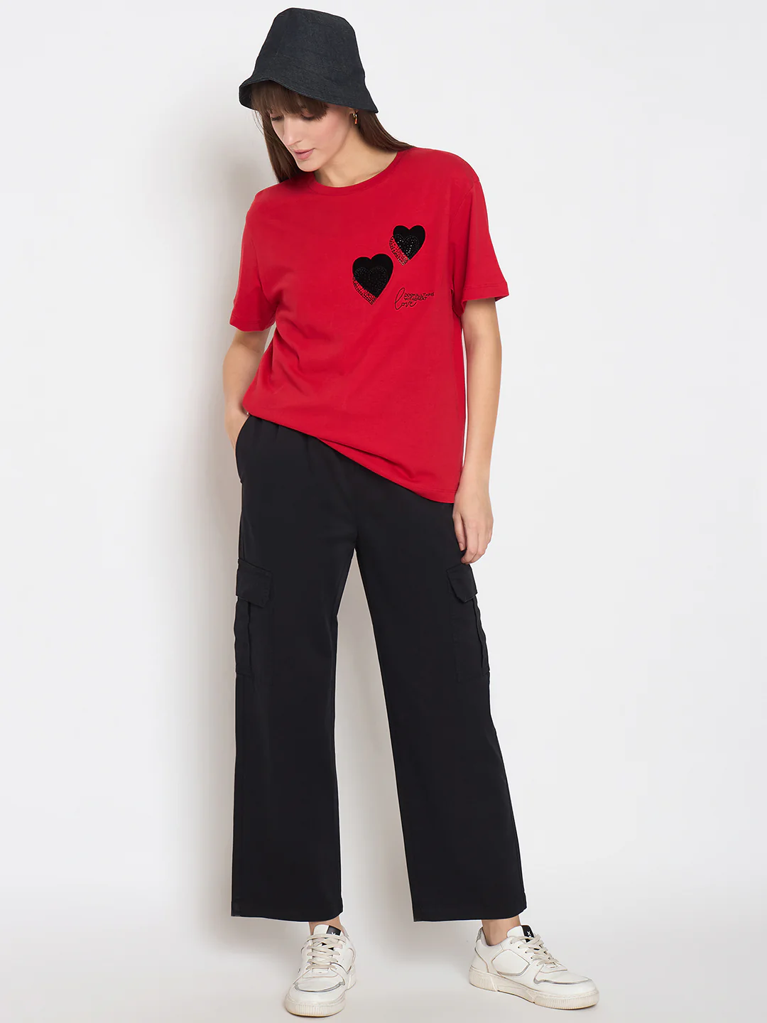 Madame Cotton Straight Black Cargo Pants - Image 3