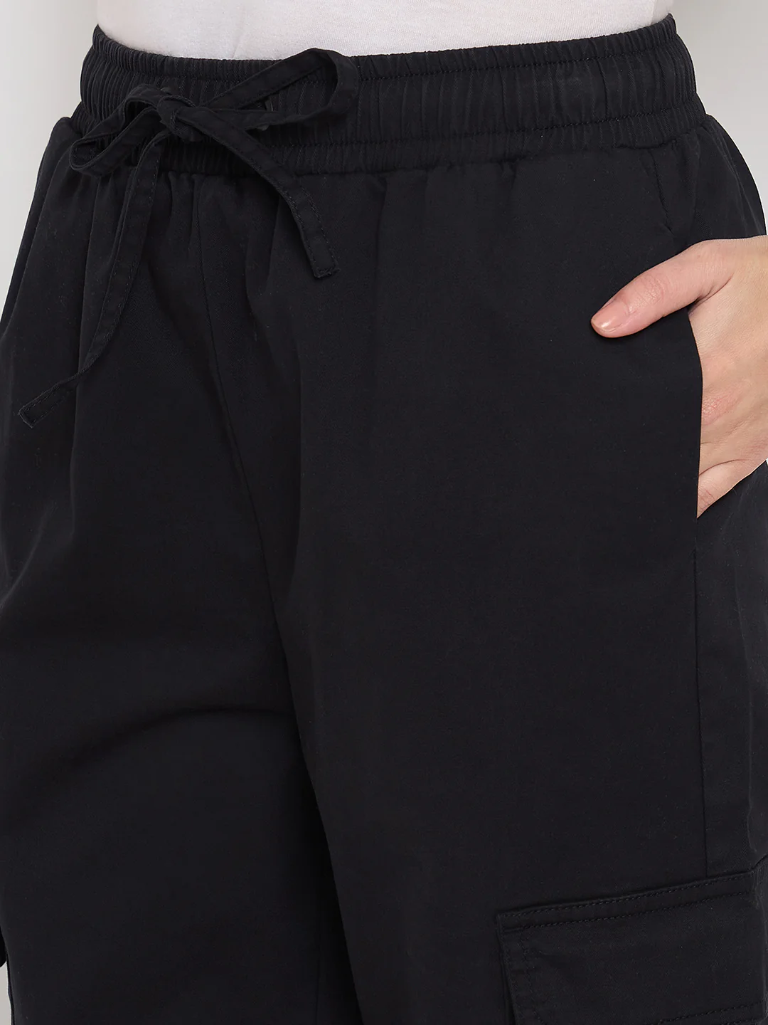 Madame Cotton Straight Black Cargo Pants - Image 7
