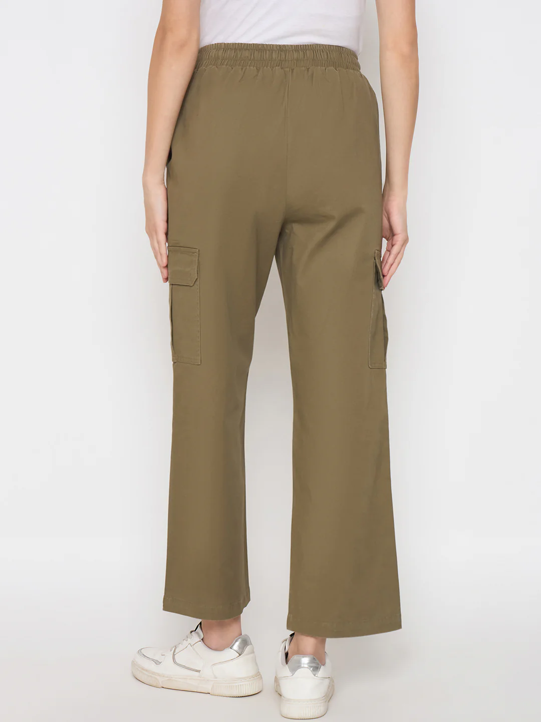 Madame Cotton Straight Green Cargo Pants - Image 6