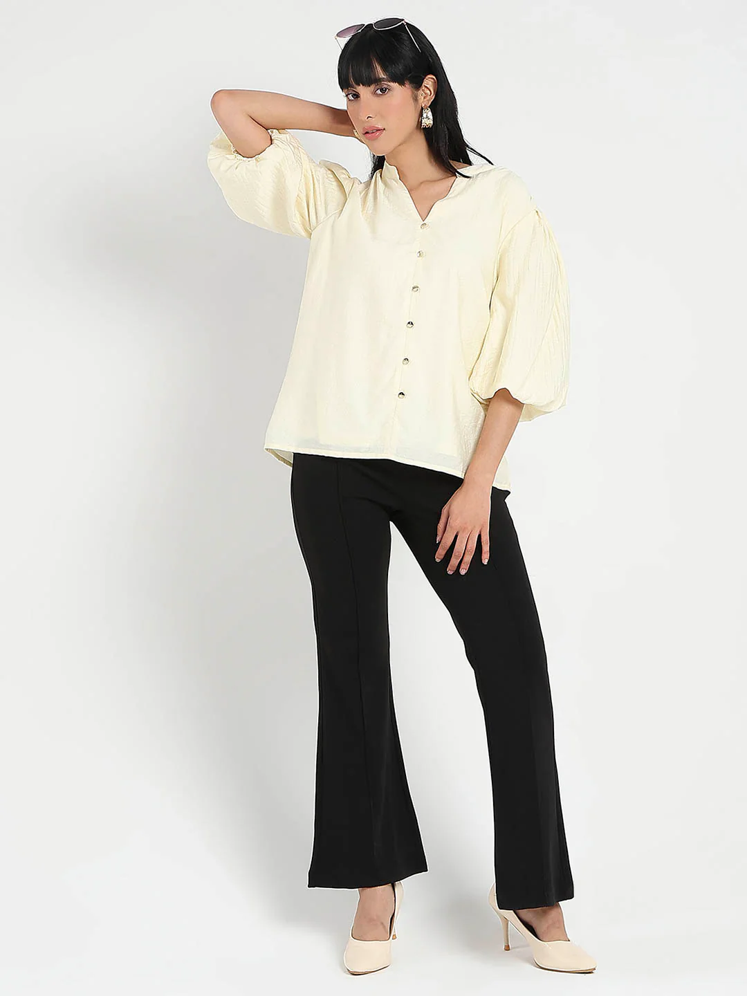 Madame Side Zipper Flared Black Knitted Moss Trousers - Image 5