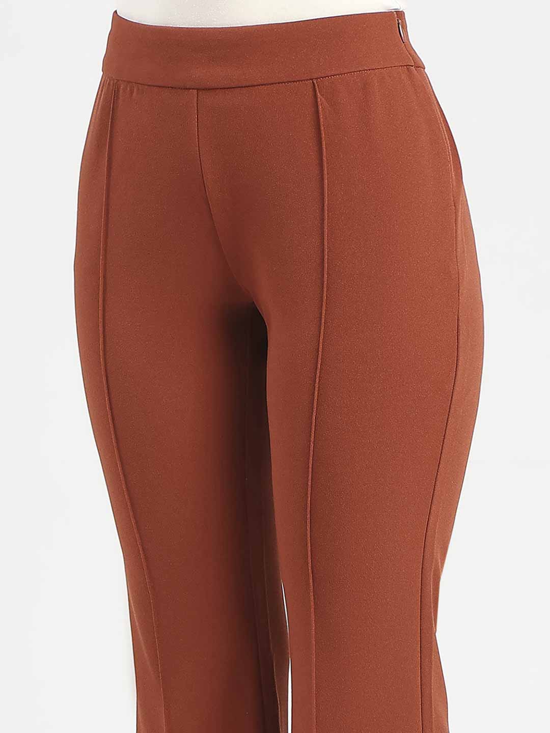 Madame Front Seam Detail Rust Red Wide Leg Trousers - Image 6