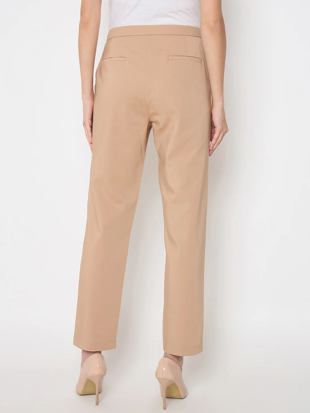 Madame Alex Waist Belt Detail Solid Beige Trousers - Image 6