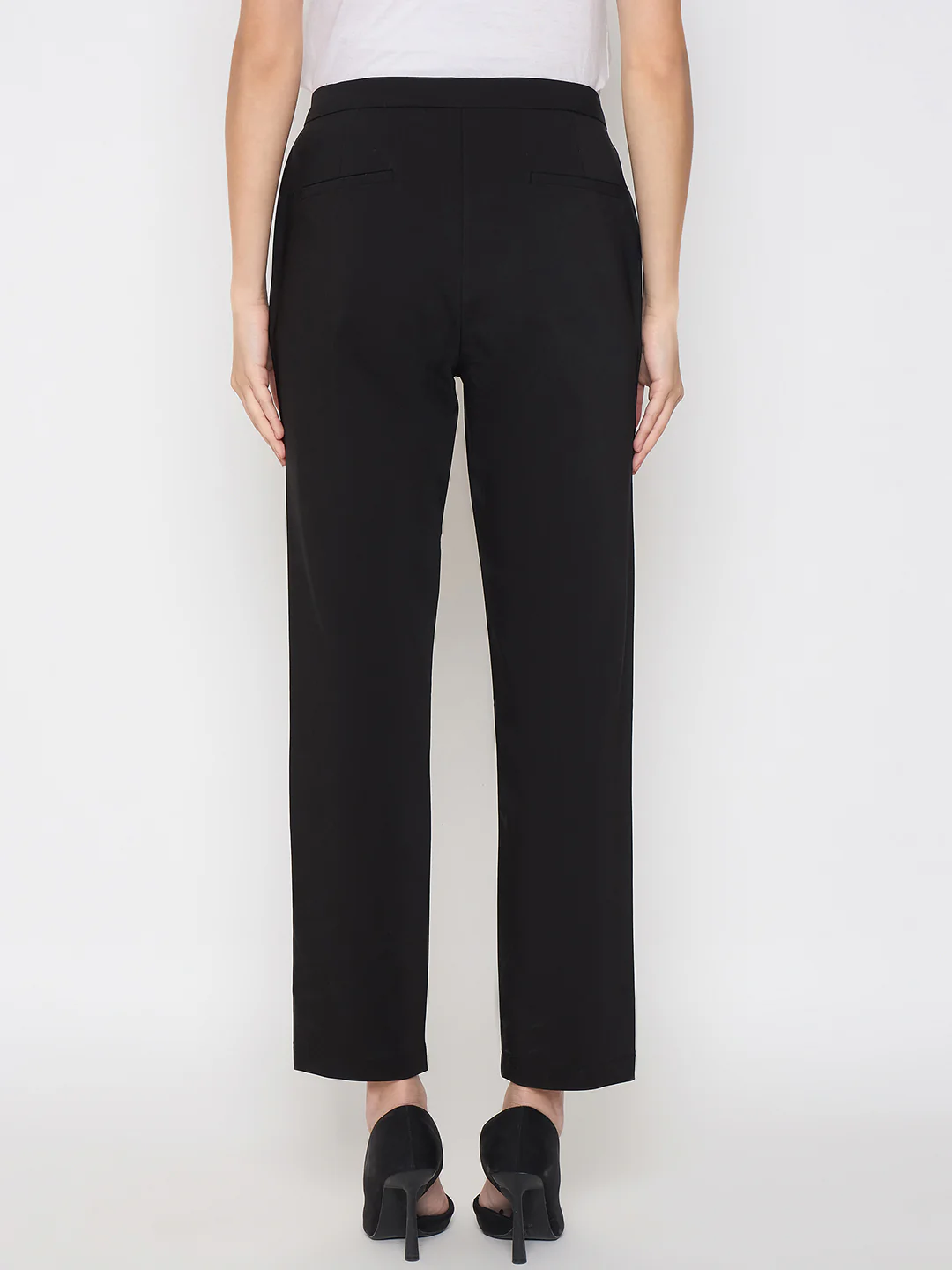 Madame Alex Waist Belt Detail Solid Black Trousers - Image 6