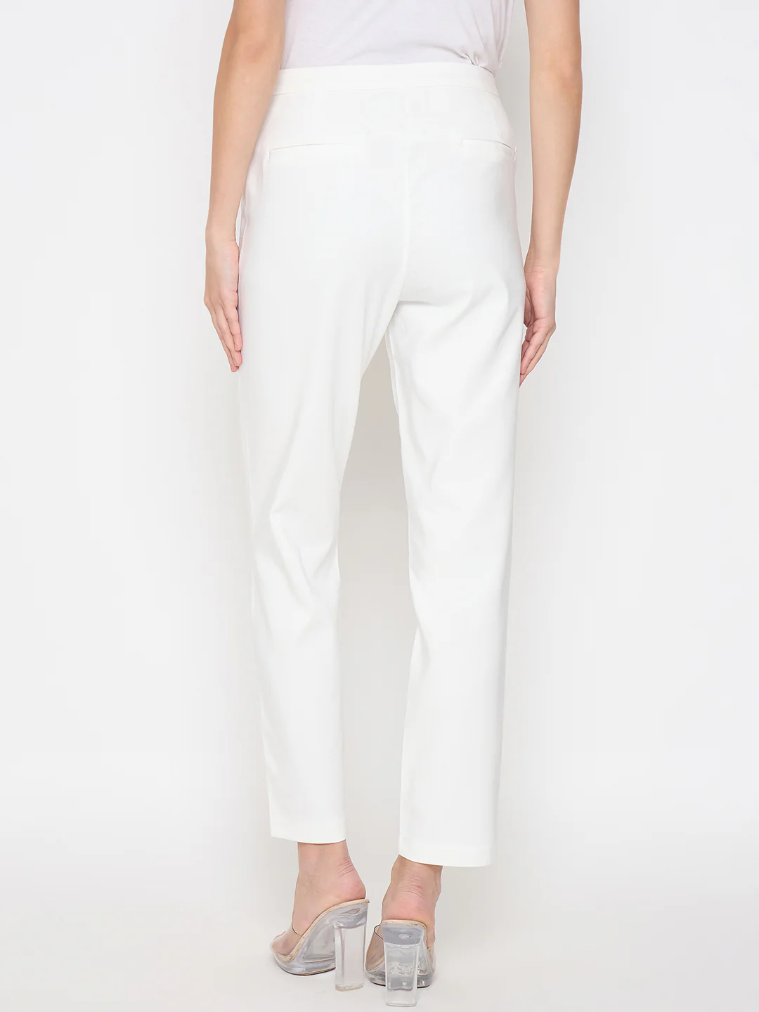 Madame Alex Waist Belt Detail Solid White Trousers - Image 6