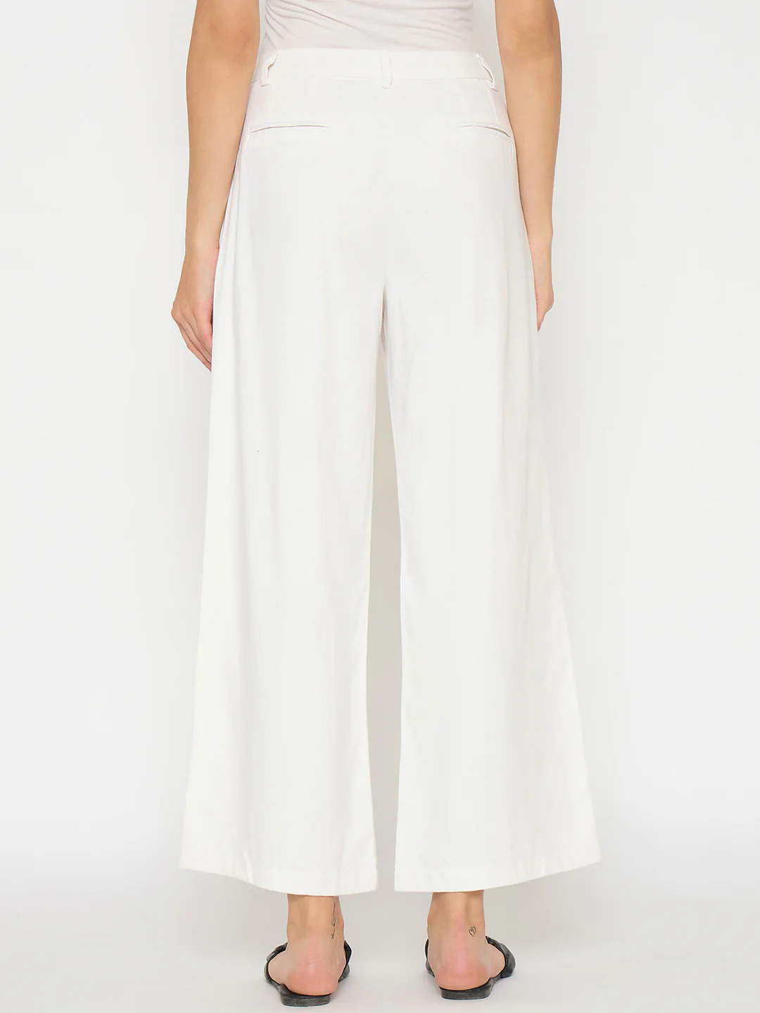 Madame Wide Leg White Rayon Blend Trousers - Image 6