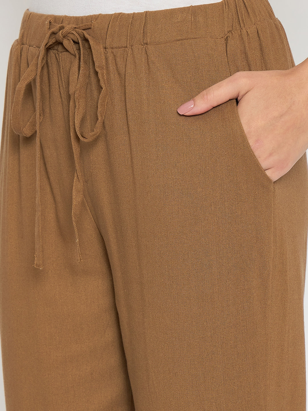 Madame Straight Fit Brown Rayon Blend Trousers - Image 7