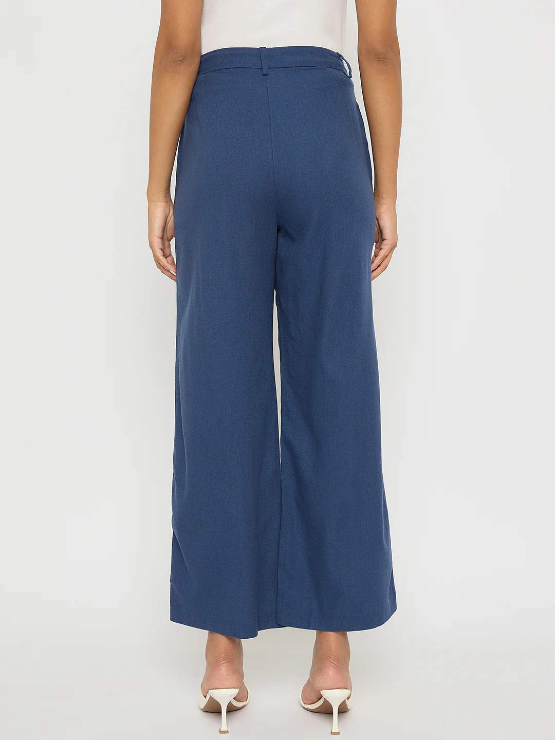 Madame Solid Navy Blue Rayon Blend Gurkha Trousers - Image 5