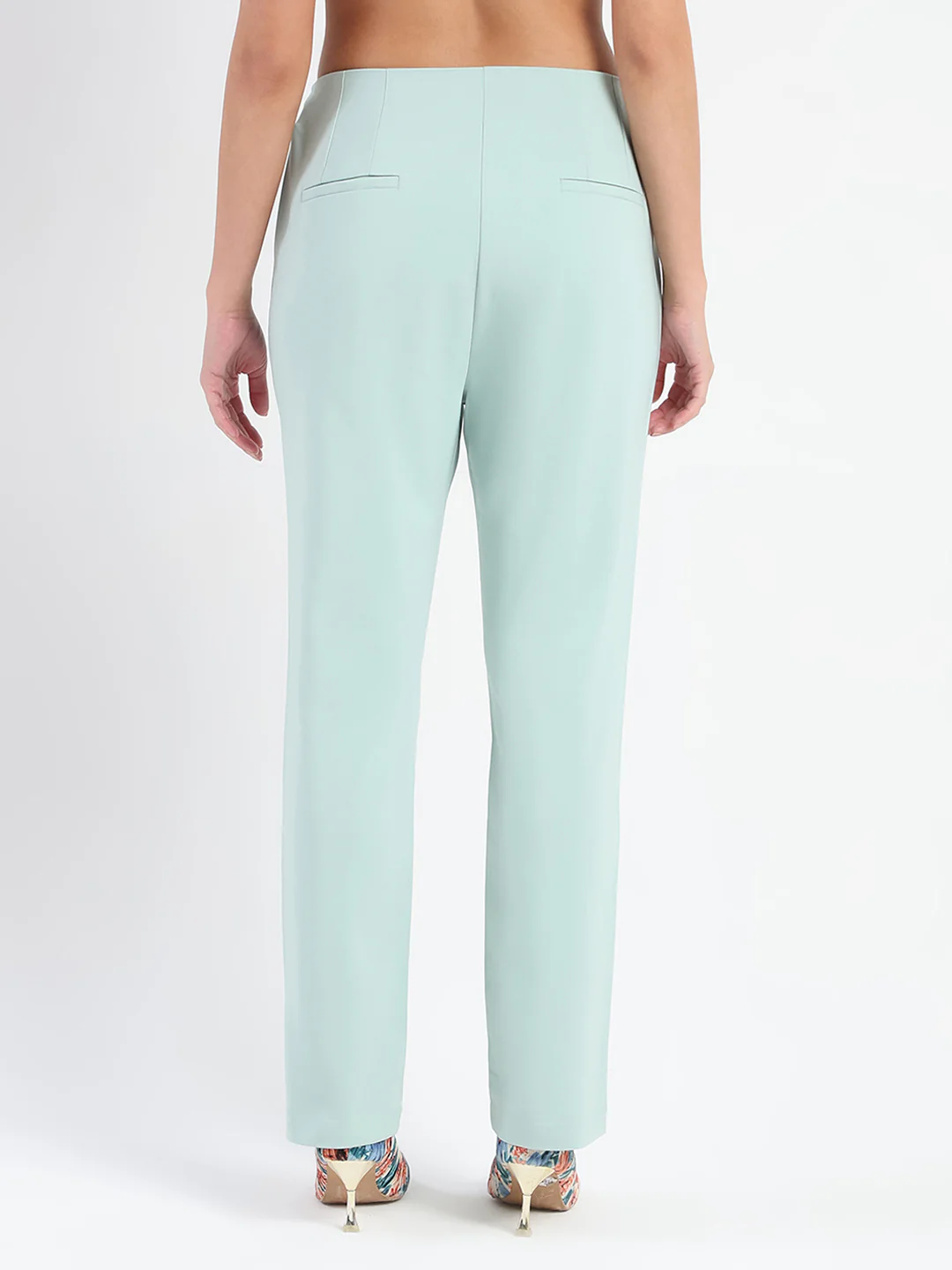 Madame Alex Front Pintuck Detailed Mint Green Trousers - Image 5